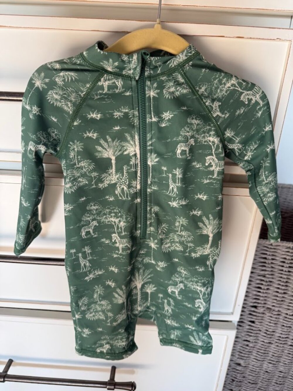 Janie & Jack Green Safari Toile Rashguard | 6-12M Size